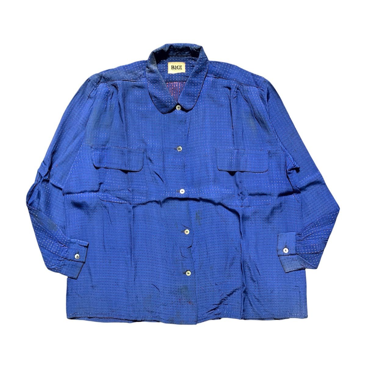 BIGI Vtg 80s Bigi Shirt Blue Polka Double Pocket Shirt Size L / US 10 / IT 46 - 1 Thumbnail