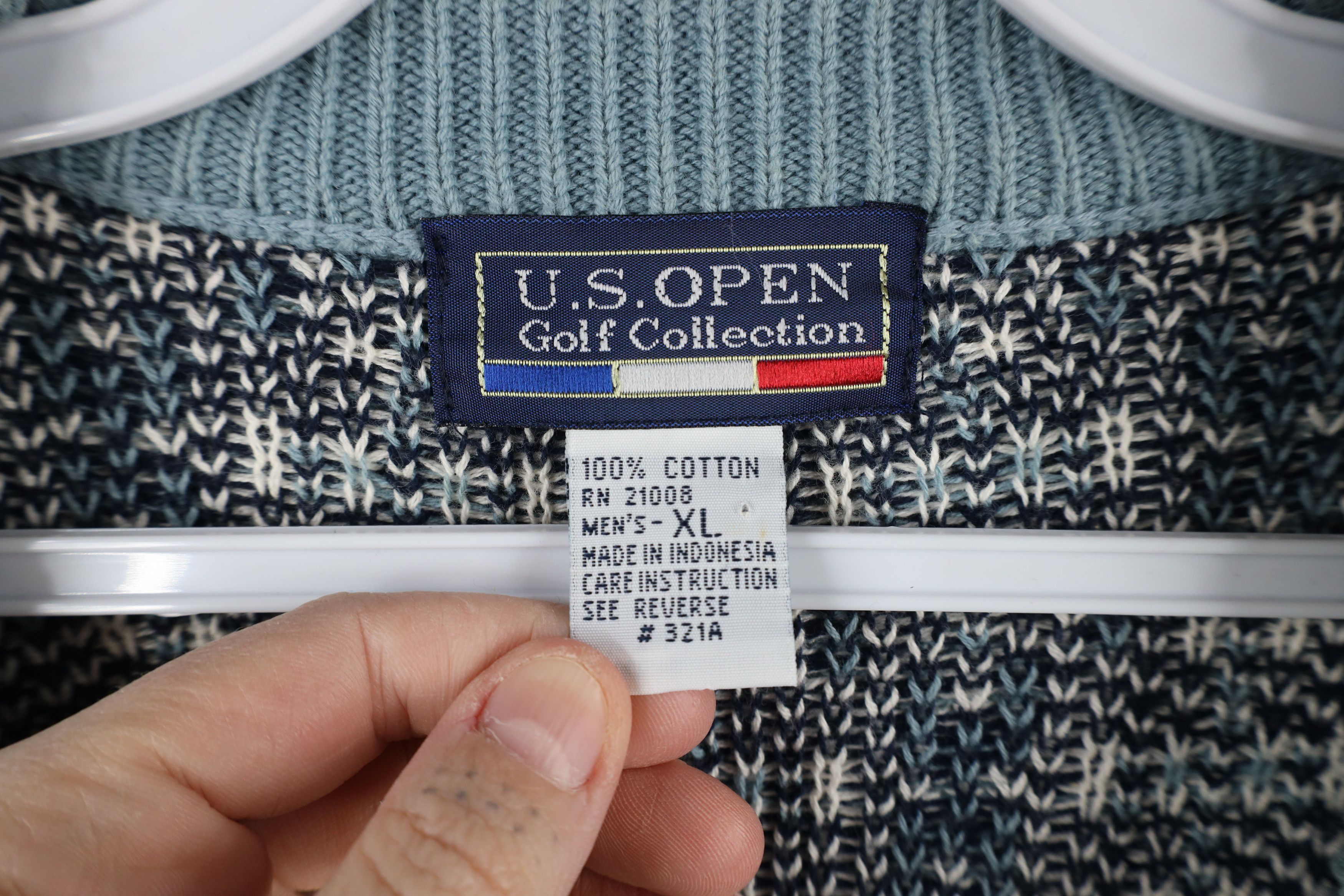 Vintage Vintage 90s US Open Golf Cotton Knit Argyle Diamond Sweater Size US XL / EU 56 / 4 - 6 Thumbnail