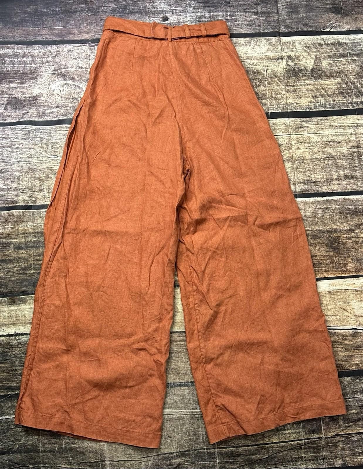Other Evarae Pants Women Size 6 26x27 Linen Wide Leg Long Paperbag Size 28" / US 6 / IT 42 - 3 Thumbnail