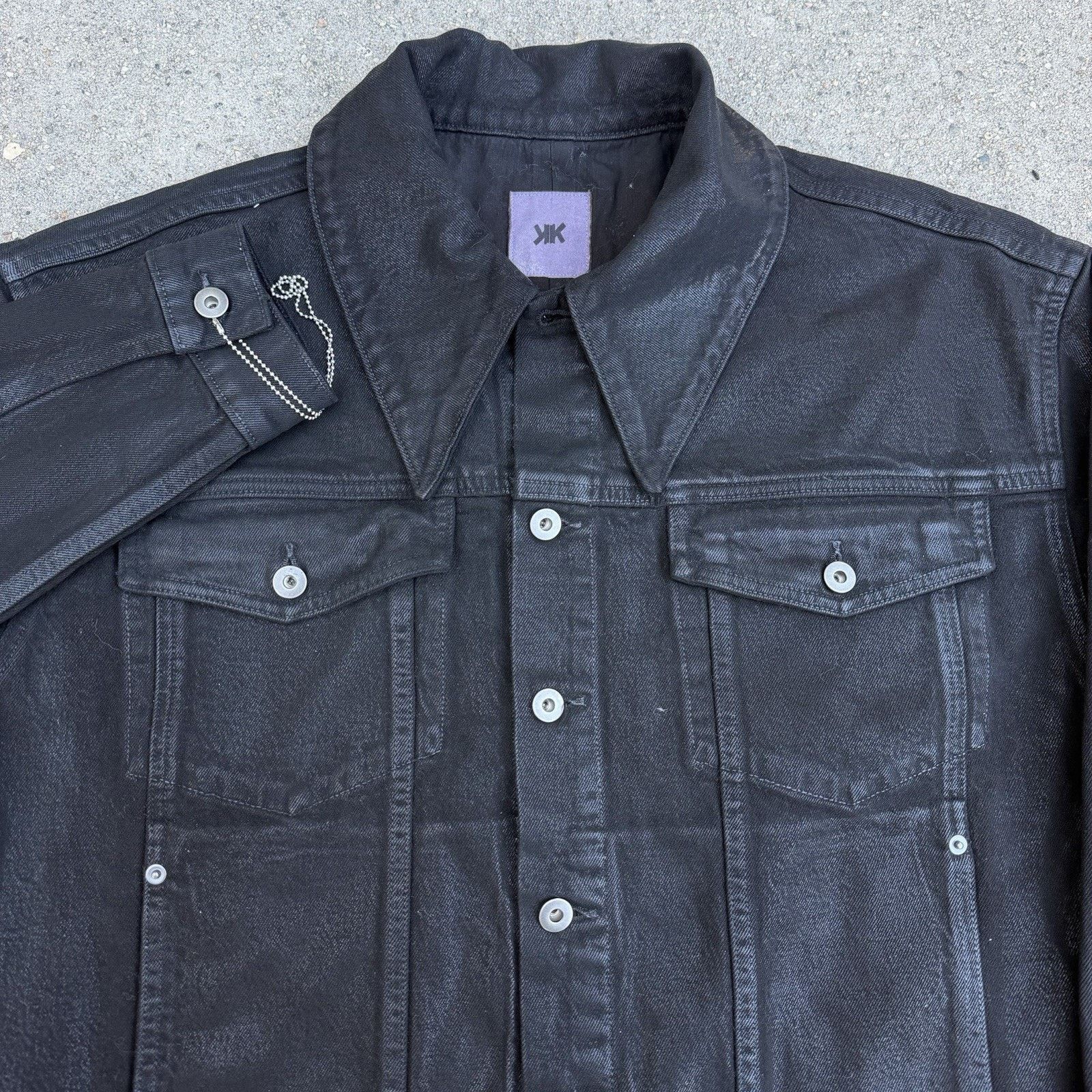 Acne Studios × K-Two Studios K-Two Studios Onyx Waxed Black Trucker Denim Jacket Sz M NEW Size US M / EU 48-50 / 2 - 2 Thumbnail