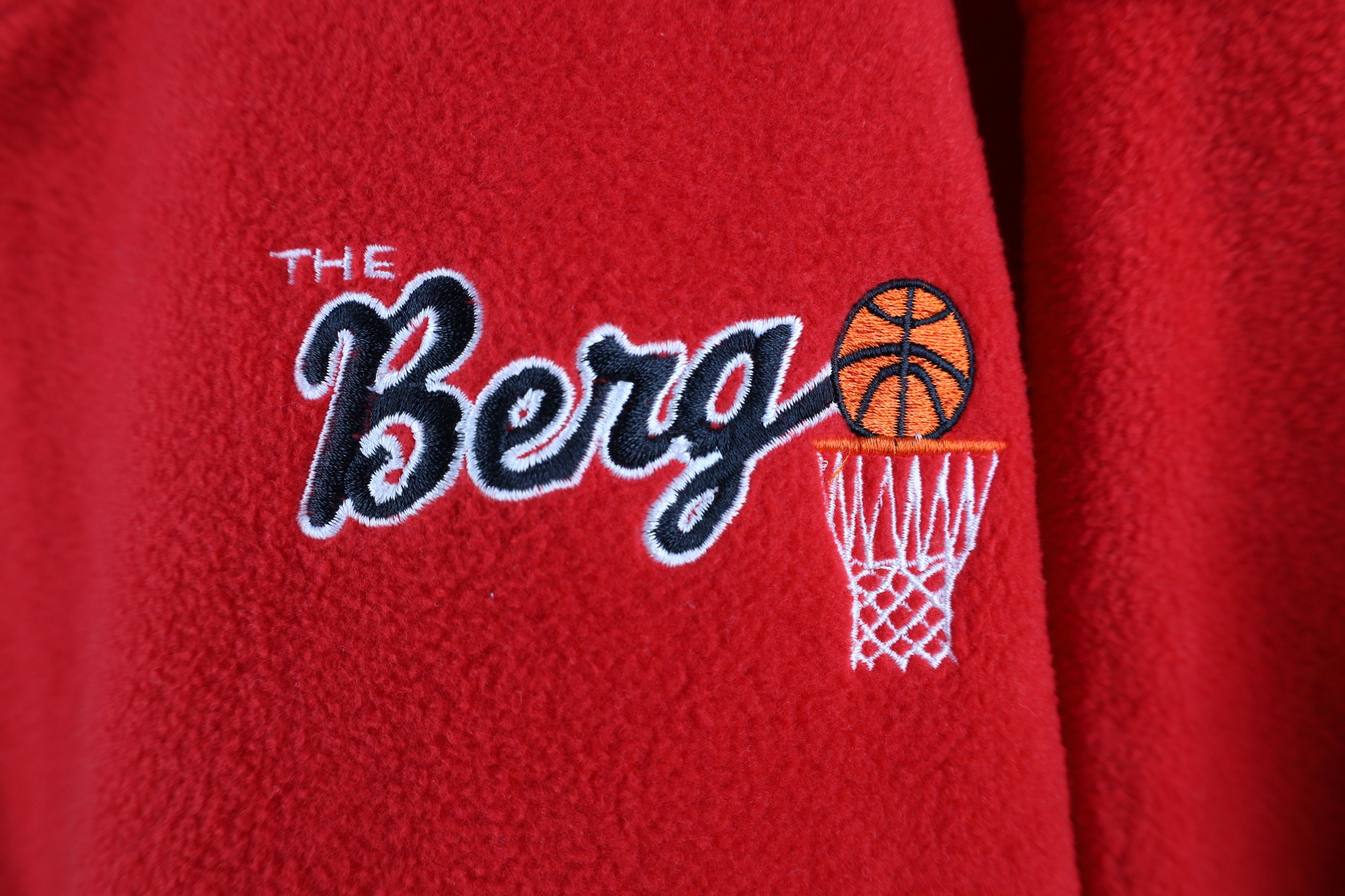 Vintage Vintage 90s University Basketball Fleece Jacket Red USA Size US L / EU 52-54 / 3 - 4 Thumbnail