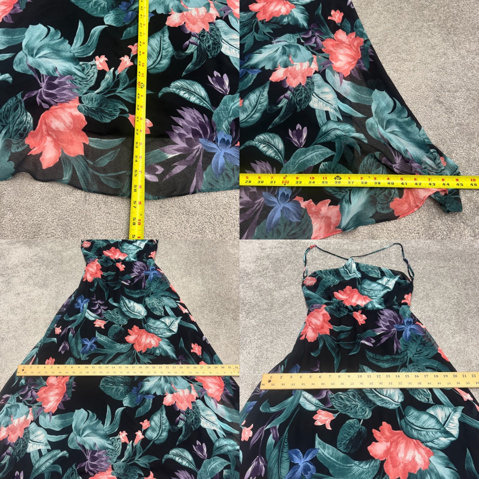 Lulus Lulus Maxi Dress Backless Sheer Overlay Floral Multicolor Strappy Medium Womens Sundress Horizontal Slit, Bohemian, Flower, 90s? Size M / US 6-8 / IT 42-44 - 9 Thumbnail