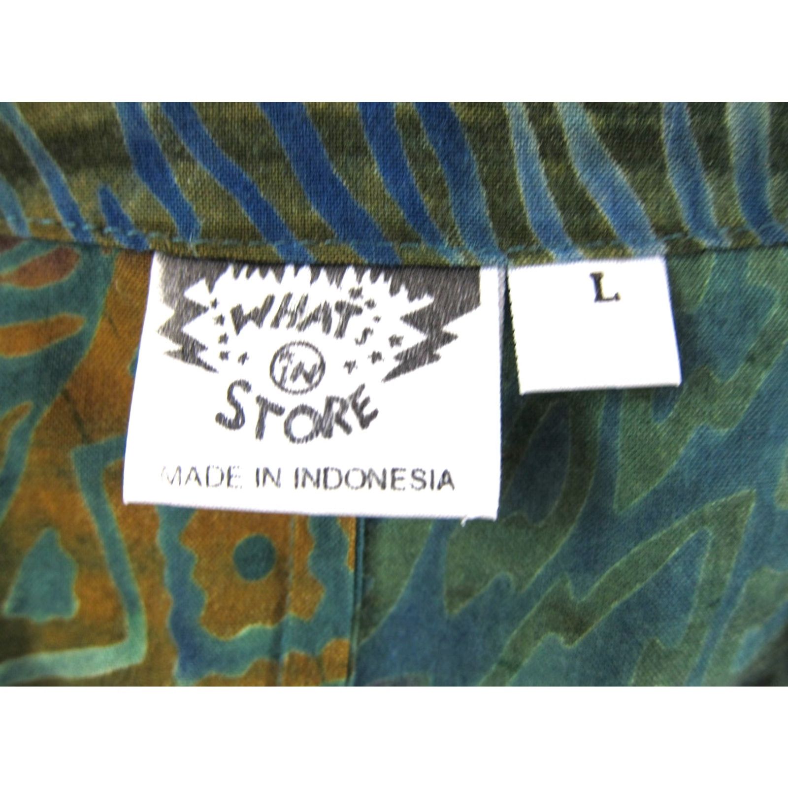 Vintage VTG Whats In Store Blouse 3/4 Sleeve Oversize Rayon Green Purple Brown Tie Dye L Womens Vintage 90s Size L / US 10 / IT 46 - 3 Thumbnail