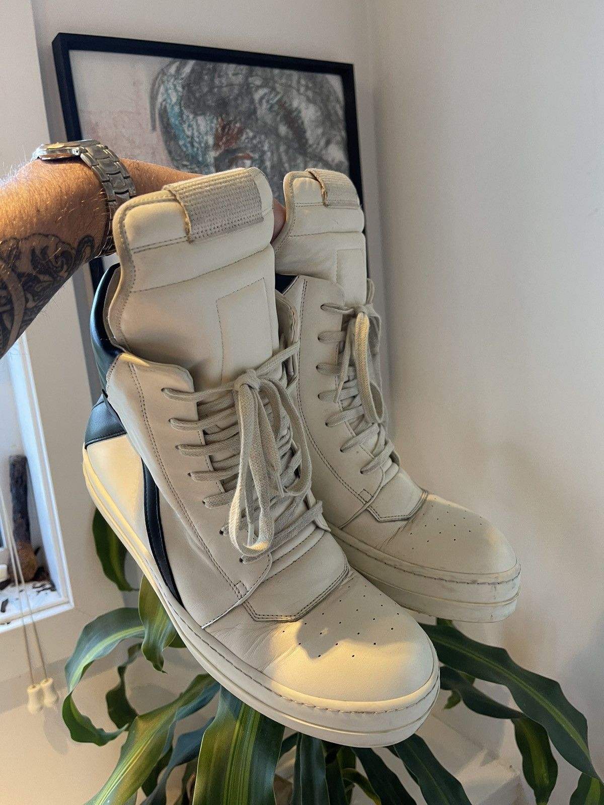 Rick Owens send offers! Reverse Oreo White Geobasket fits size 9/9.5 Size US 8.5 / EU 41-42 - 2 Thumbnail