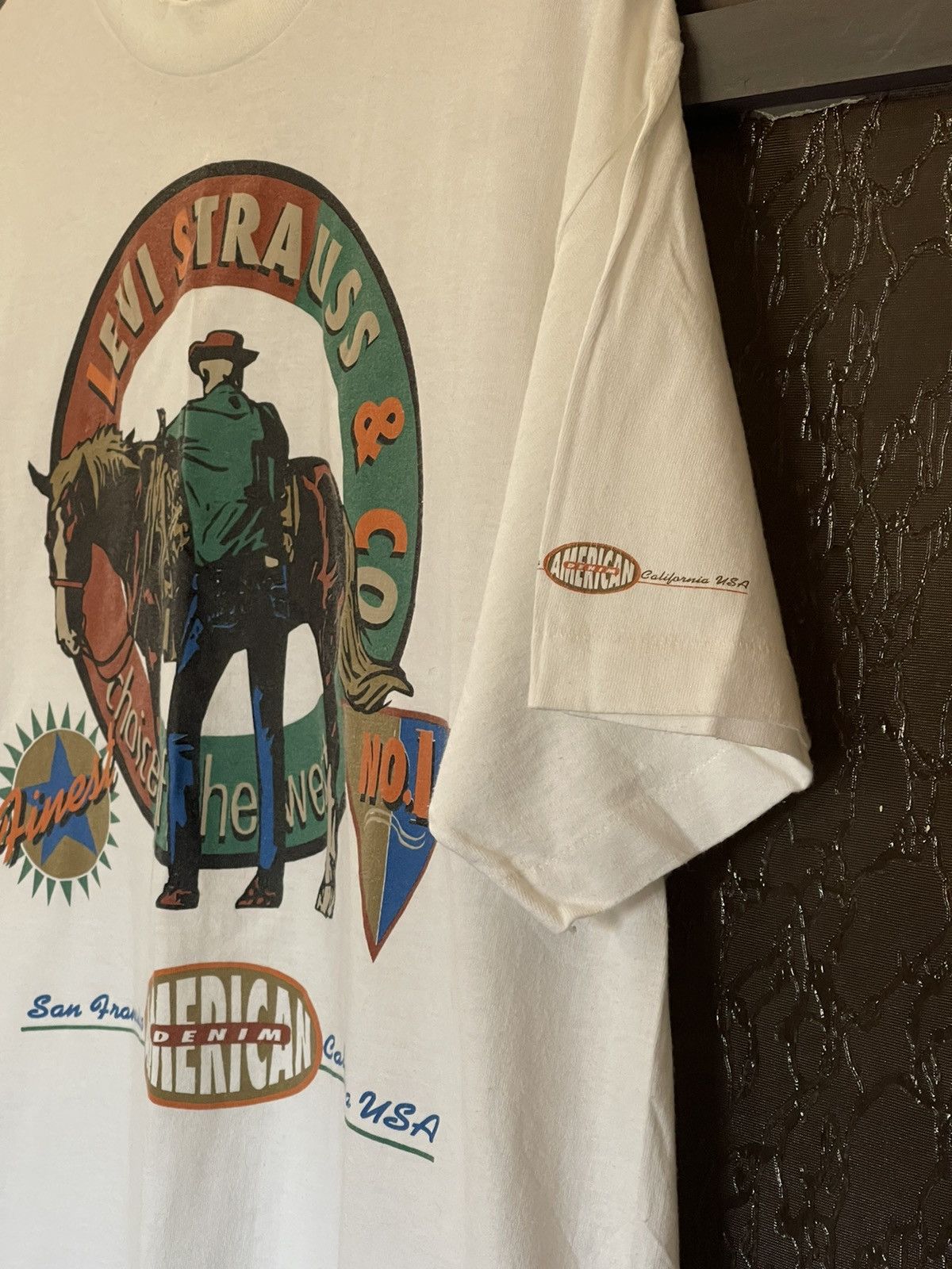 Cowboy Equipment 80’s Levis Vintage Cowboy Horse Western t-shirt tee white Size US L / EU 52-54 / 3 - 9 Thumbnail