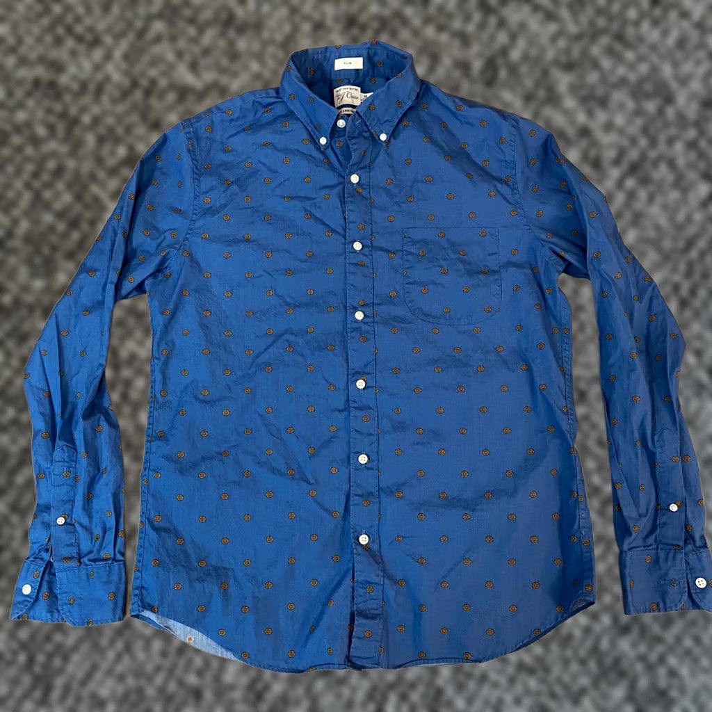J.Crew J.CREW Shirt Mens M Slim Fit Blue Floral Dot Cotton Button-Down Long Sleeve Size US M / EU 48-50 / 2 - 1 Thumbnail