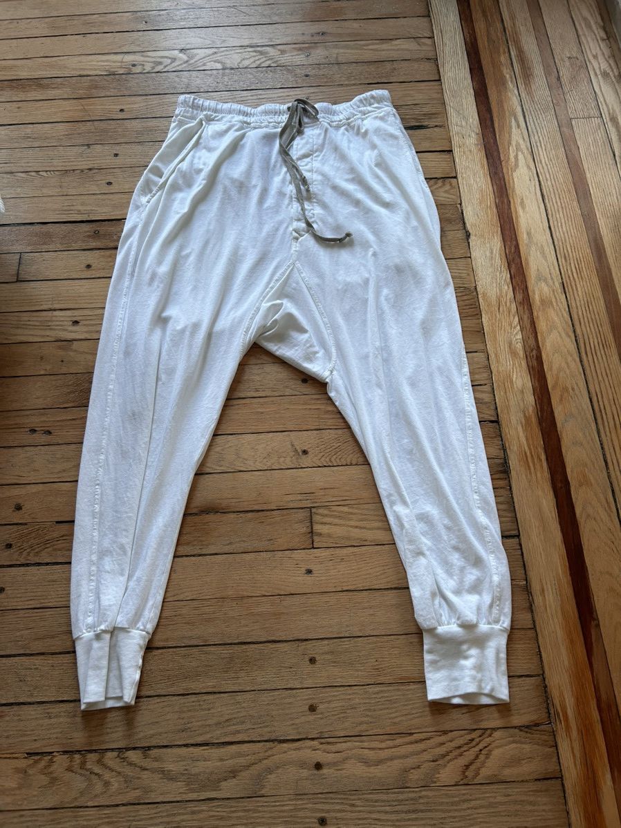 Rick Owen’s dropcrotch white pants