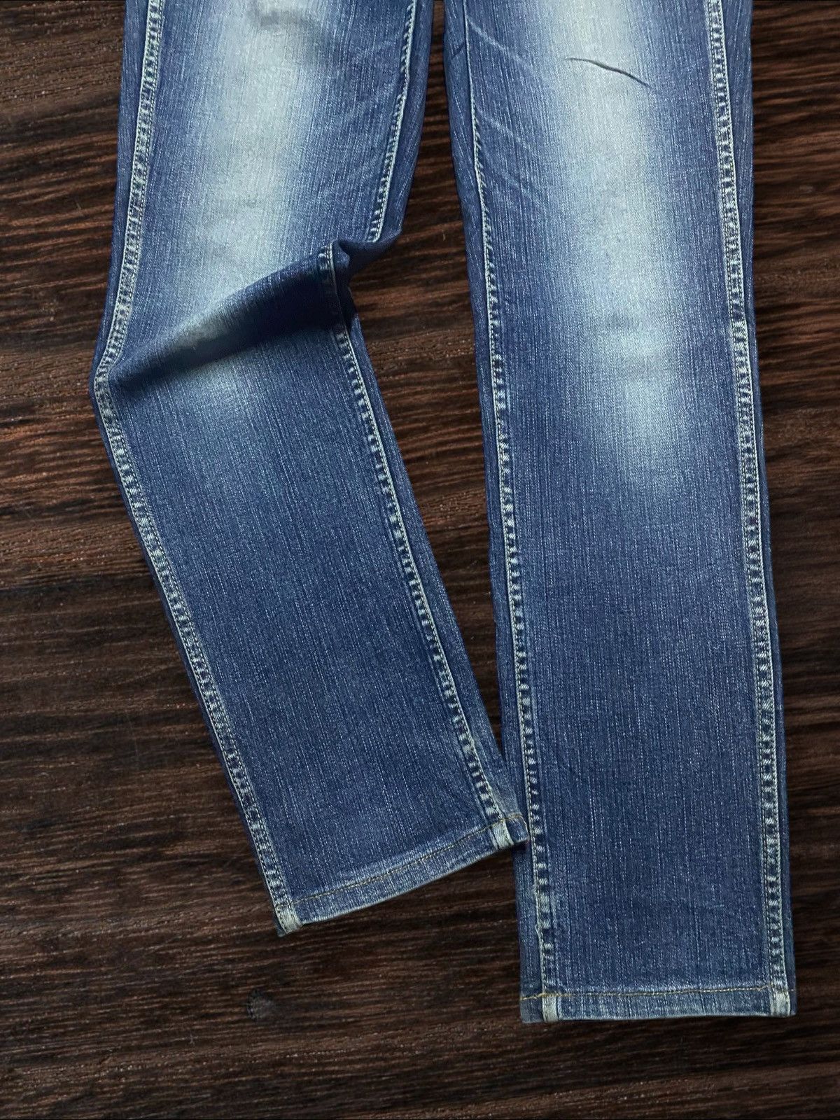 Japanese Brand Vtg Sweet Camel Faded Wash Buckle Back Eye Button Slim Fit Size US 28 / EU 44 - 5 Thumbnail