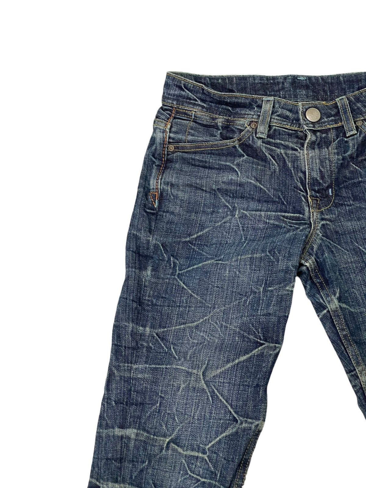 Japanese Brand Flare Jeans Brappers Honeycomb Distress Slim Low Rise 7🟦0 Size US 28 / EU 44 - 8 Thumbnail