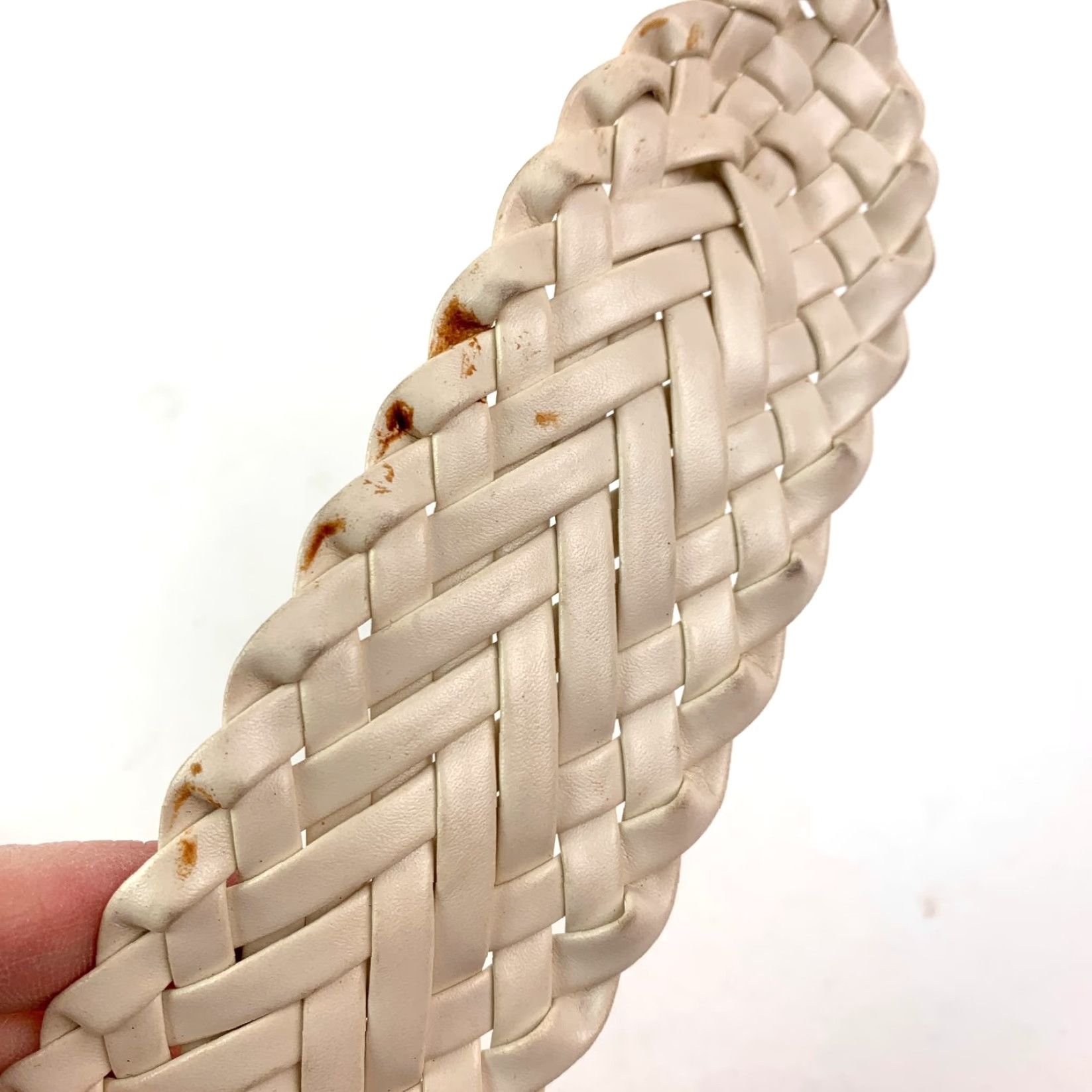 Vintage VINTAGE Womens Belt Cream 41" Faux Leather Braided/Woven 2" Wide Size ONE SIZE - 8 Thumbnail