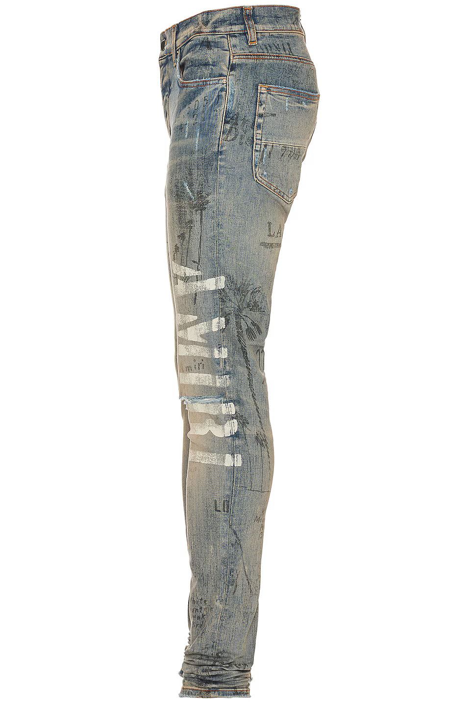 Amiri o1mle0426 Military Stencil Jeans in Clay Indigo Blue Size US 32 / EU 48 - 3 Thumbnail
