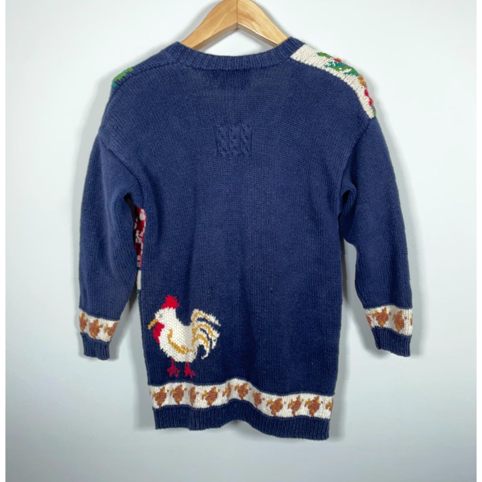 Vintage VINTAGE Marisa Christina Chunky-Knit Cardigan Women's Medium Blue Geometric Autumn Motif Retro 90s Size M / US 6-8 / IT 42-44 - 2 Thumbnail