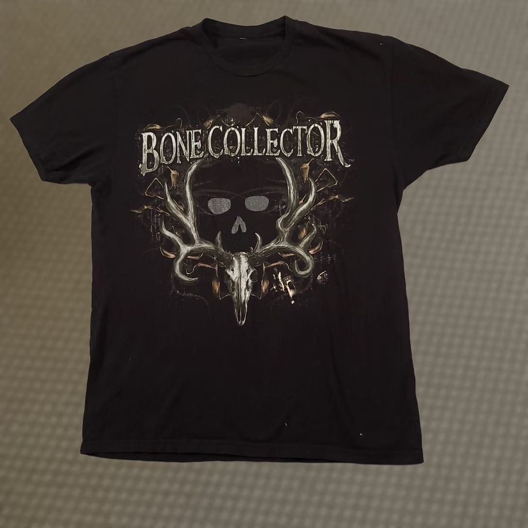 Vintage VINTAGE Bone Collector T-Shirt Mens Large Black Double-Sided Skull Grunge 90s Distressed Size US L / EU 52-54 / 3 - 1 Thumbnail