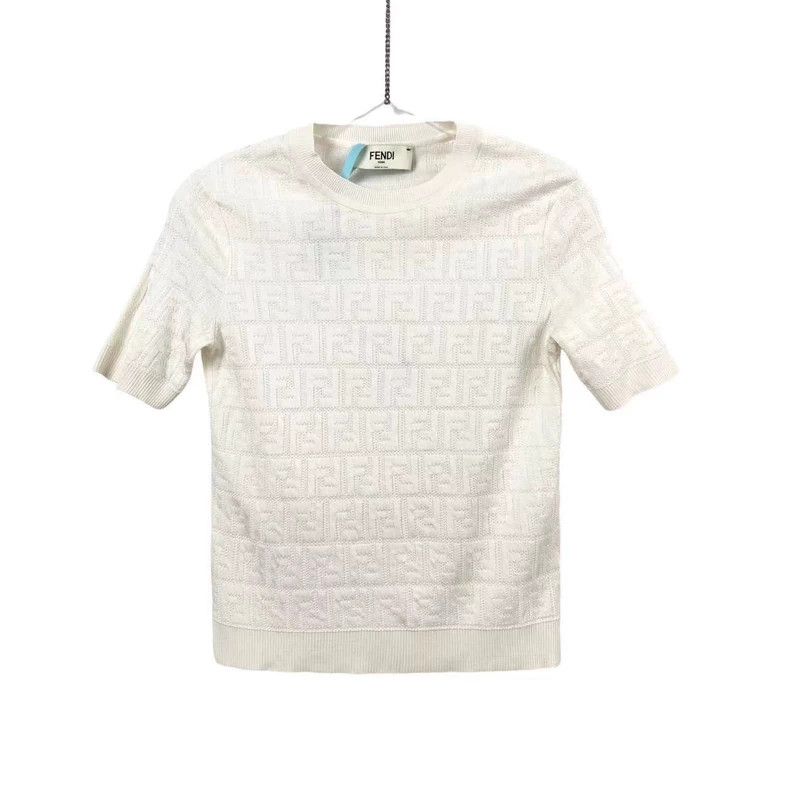 Fendi Fendi White old flower knitted short sleeves Size US XXS / EU 40 - 1 Thumbnail