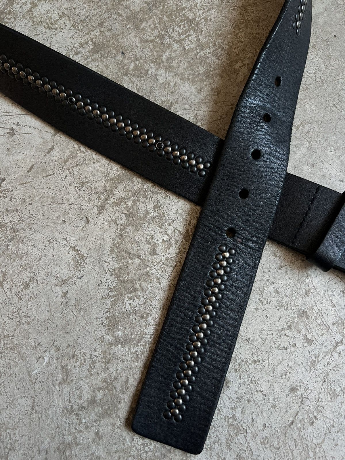 Genuine Leather Vintage Studded Leather Belt Size 34 - 6 Thumbnail