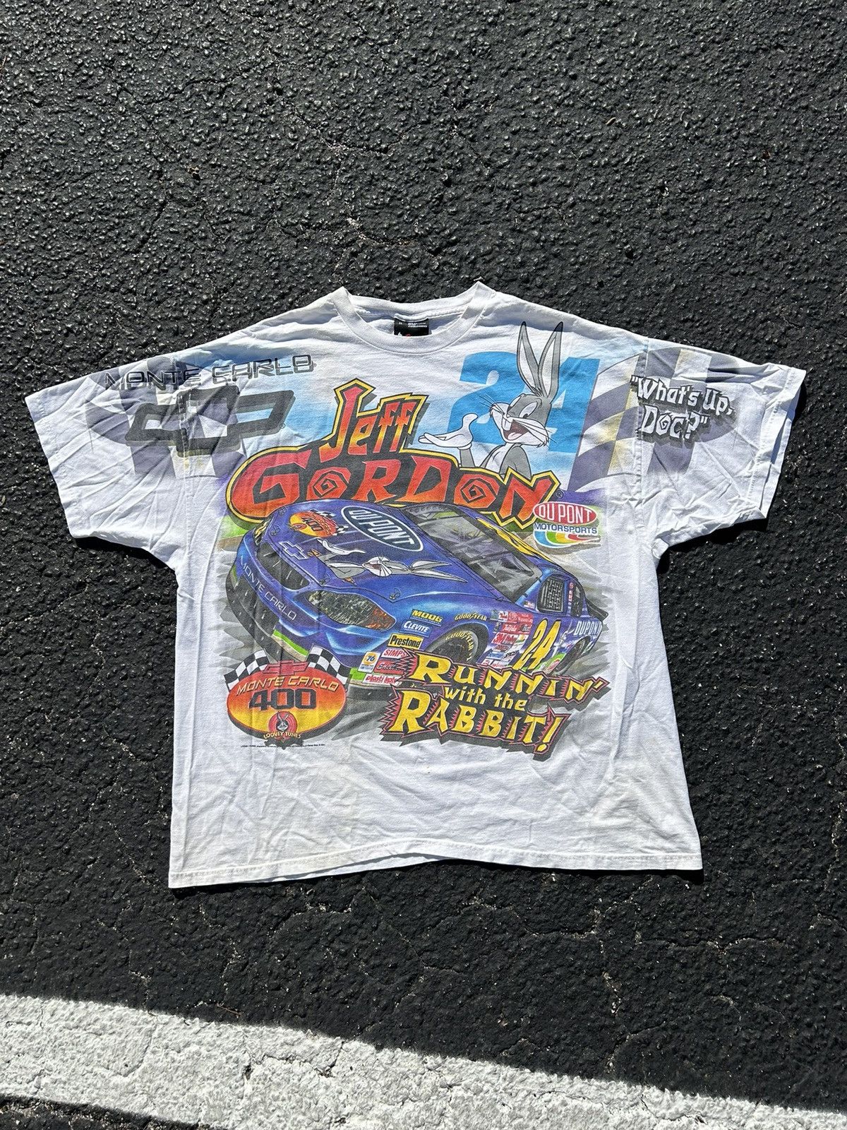 image of Chase Authentics x Nascar 2001 Jeff Gordon (24) Nascar X Looney Tunes Aop T-Shirt in White (Size XL