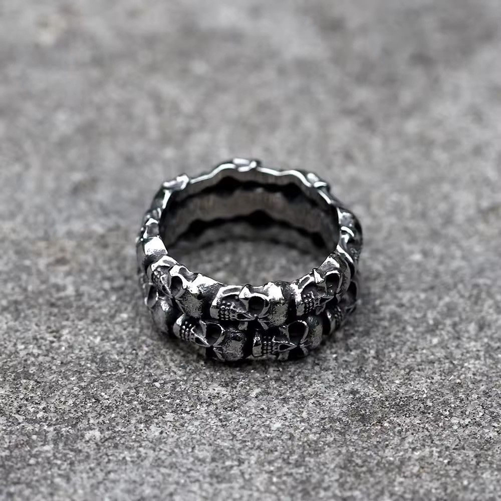 Jewelry × Vintage Retro Goth Double Skull Ring Size ONE SIZE - 6 Thumbnail