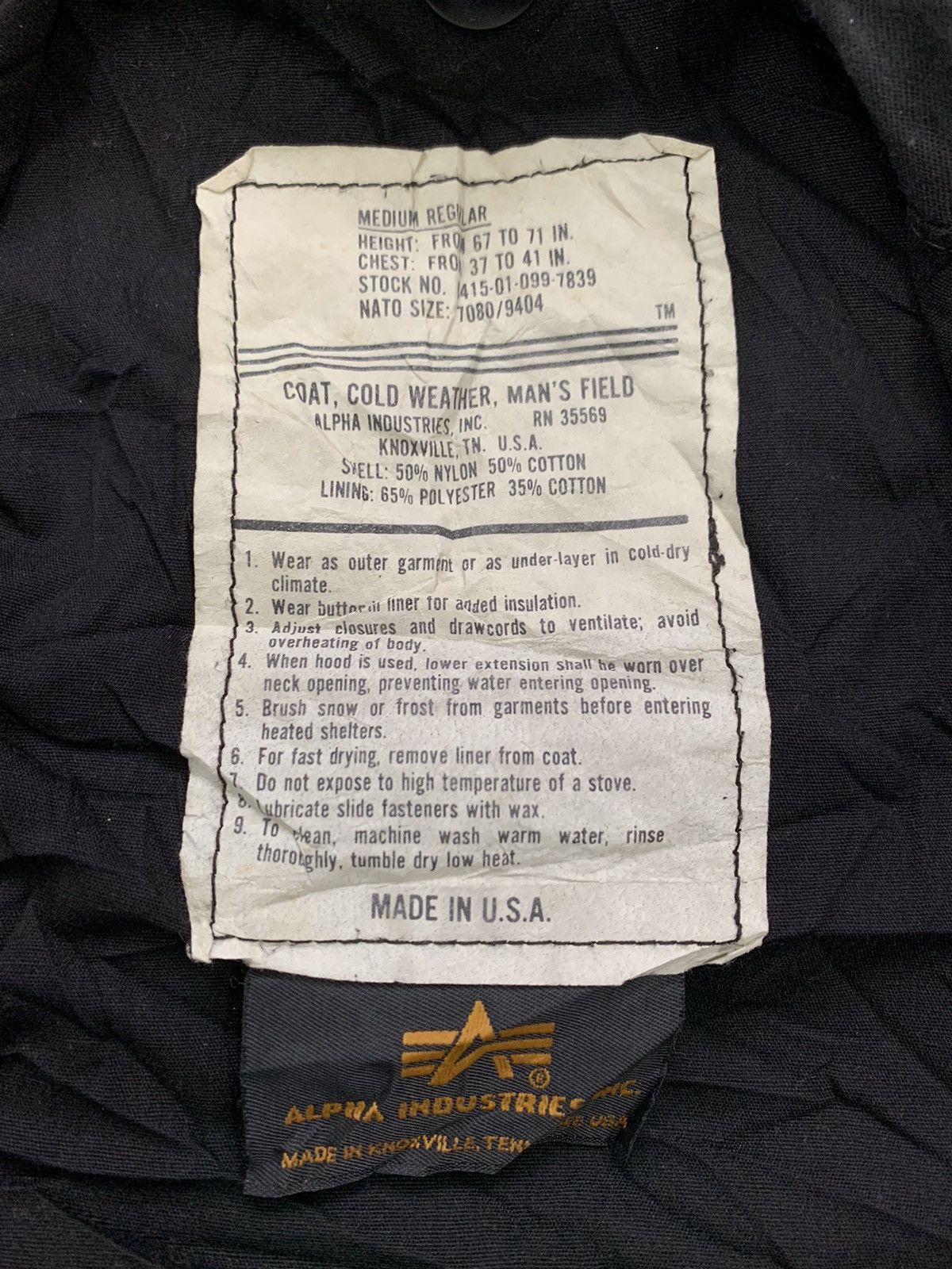 Alpha Industries Alpha Industries Coat Cold Weather Man's Field Made in Usa Size US M / EU 48-50 / 2 - 10 Thumbnail