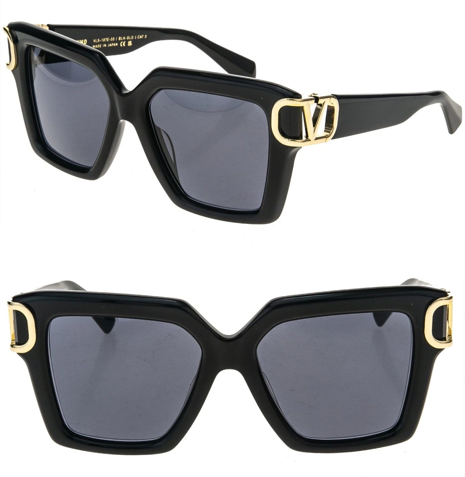 Valentino VALENTINO V-UNO VLS107 Black VLS 107E Gold Logo Sunglasses Size ONE SIZE - 1 Thumbnail