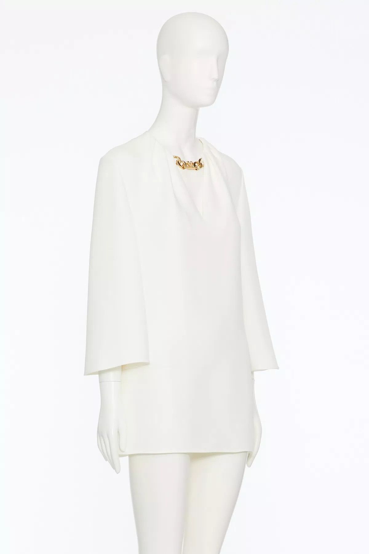 Valentino o1s1wg110426 Vlogo Chain Cady Couture Kaftan Dress in Ivory Size S / US 4 / IT 40 - 3 Thumbnail