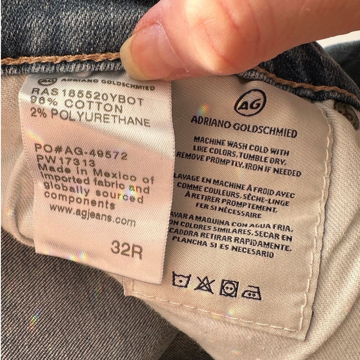 AG Adriano Goldschmied AG Prima Ankle Cigarette Jeans Muted Medium Wash Raw Hem 32R Size 32" / US 10 / IT 46 - 8 Thumbnail