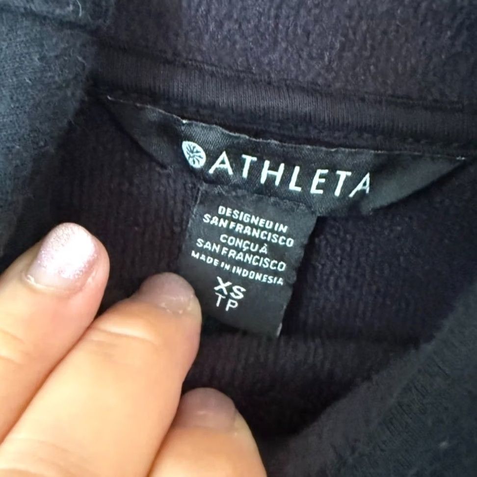 Athleta Athleta Black Cozy Karma Twist Neck Fleece Lined Pullover Sweatshirt XS Womens Size XS / US 0-2 / IT 36-38 - 4 Thumbnail