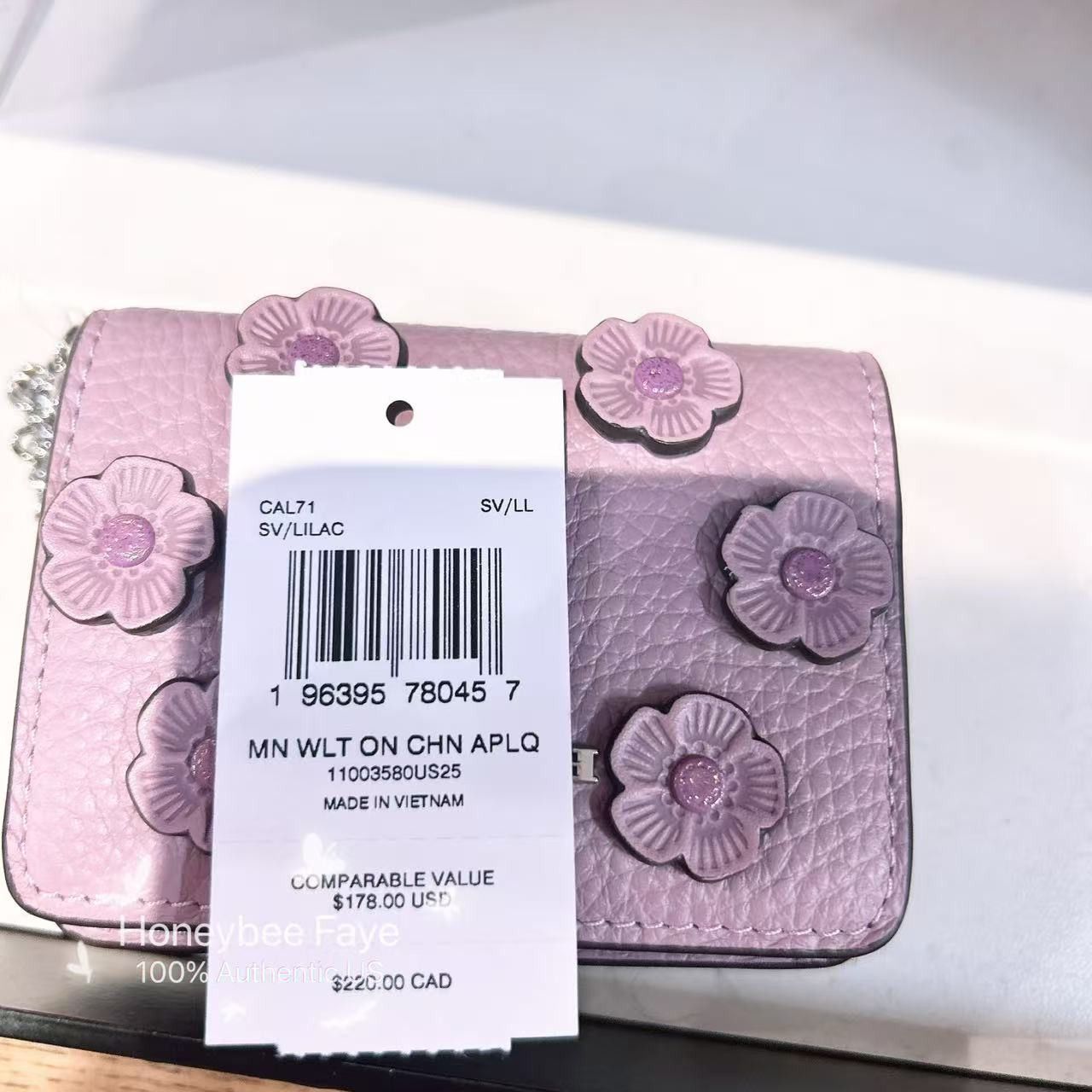 Coach Mini Wallet On A Chain With Floral Applique CAL71 Size ONE SIZE - 5 Thumbnail