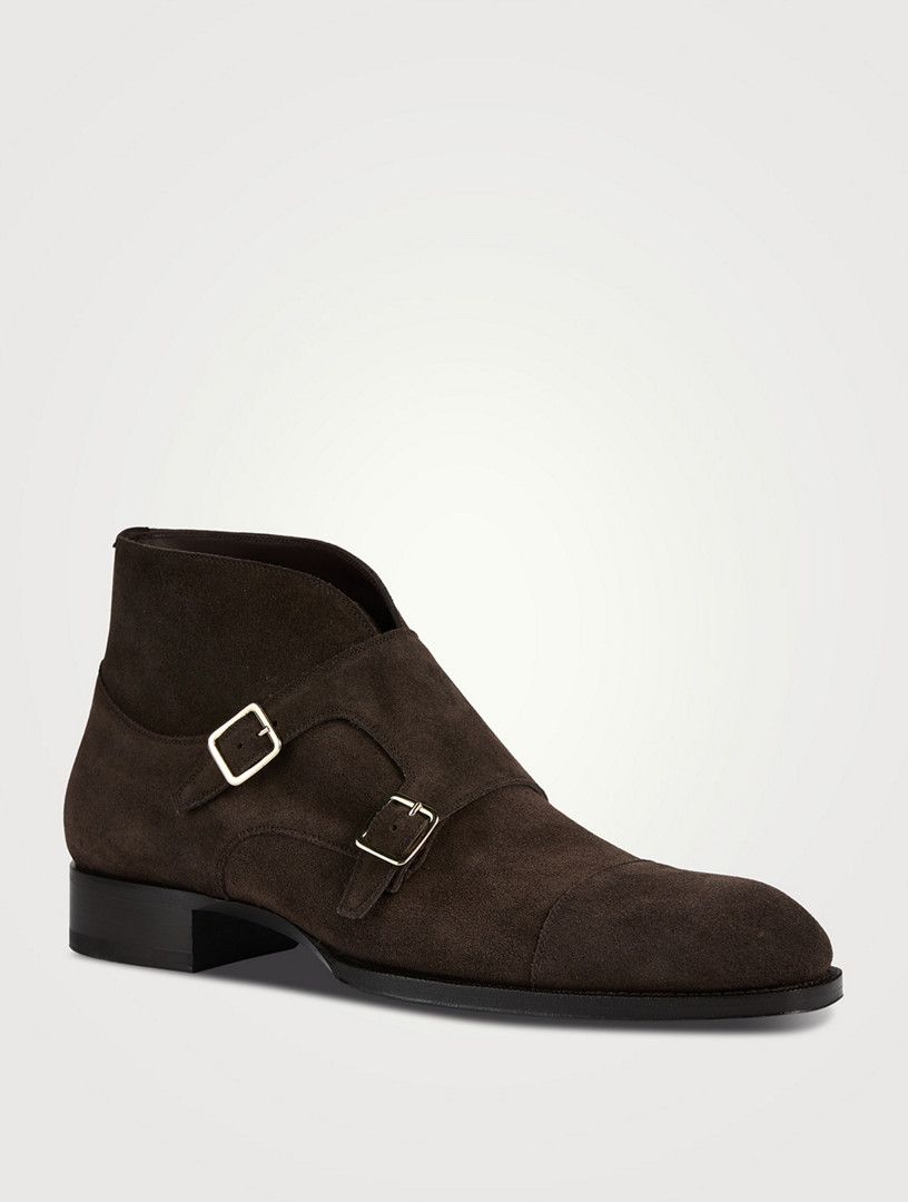 Tom Ford o1w1db10225 J1251 Suede Monk Strap Boots in Dark Brown Size US 12 / EU 45 - 2 Thumbnail
