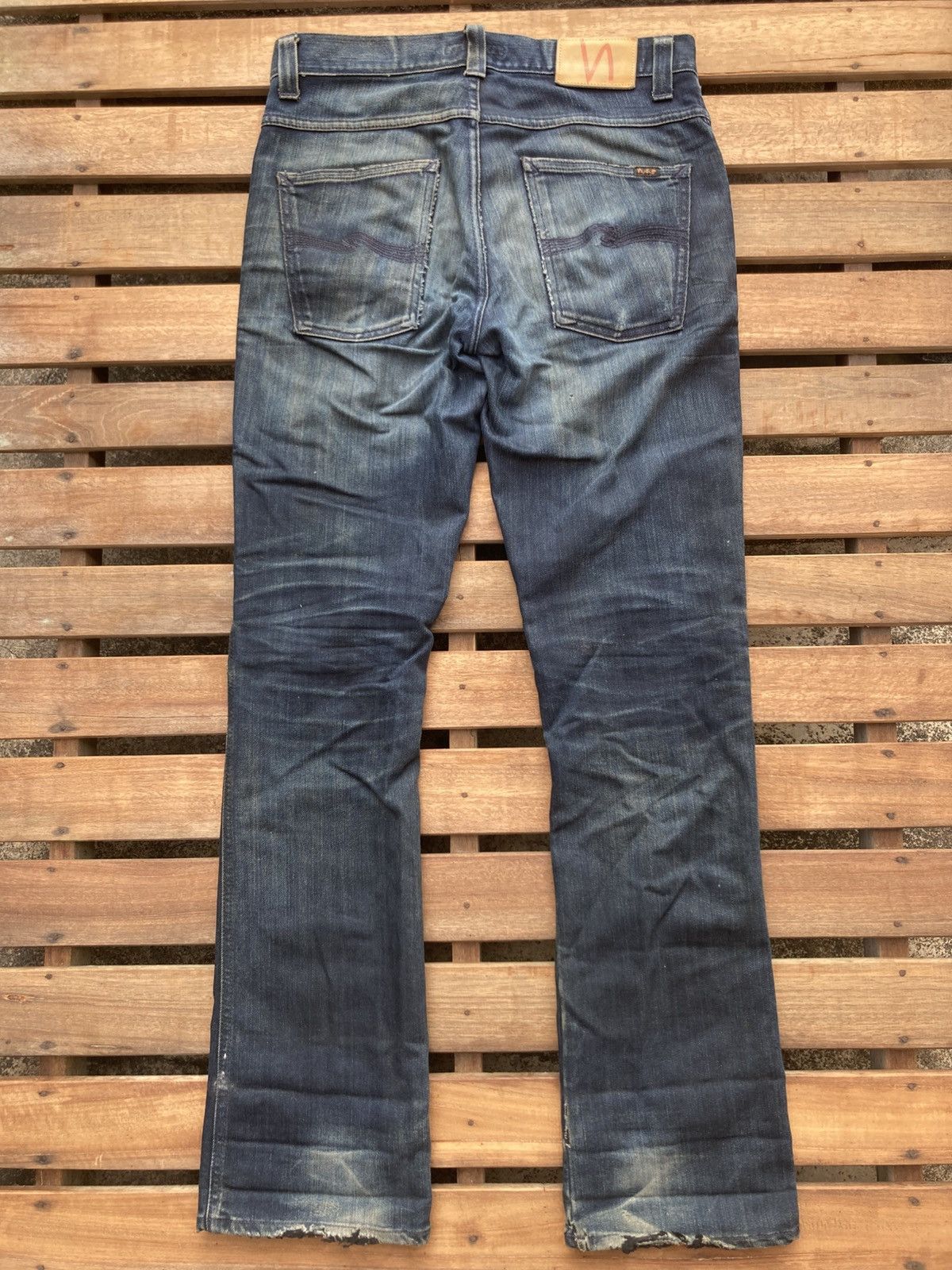 Nudie Jeans Nudie jeans black and blue slim jim distressed Size US 31 - 3 Thumbnail