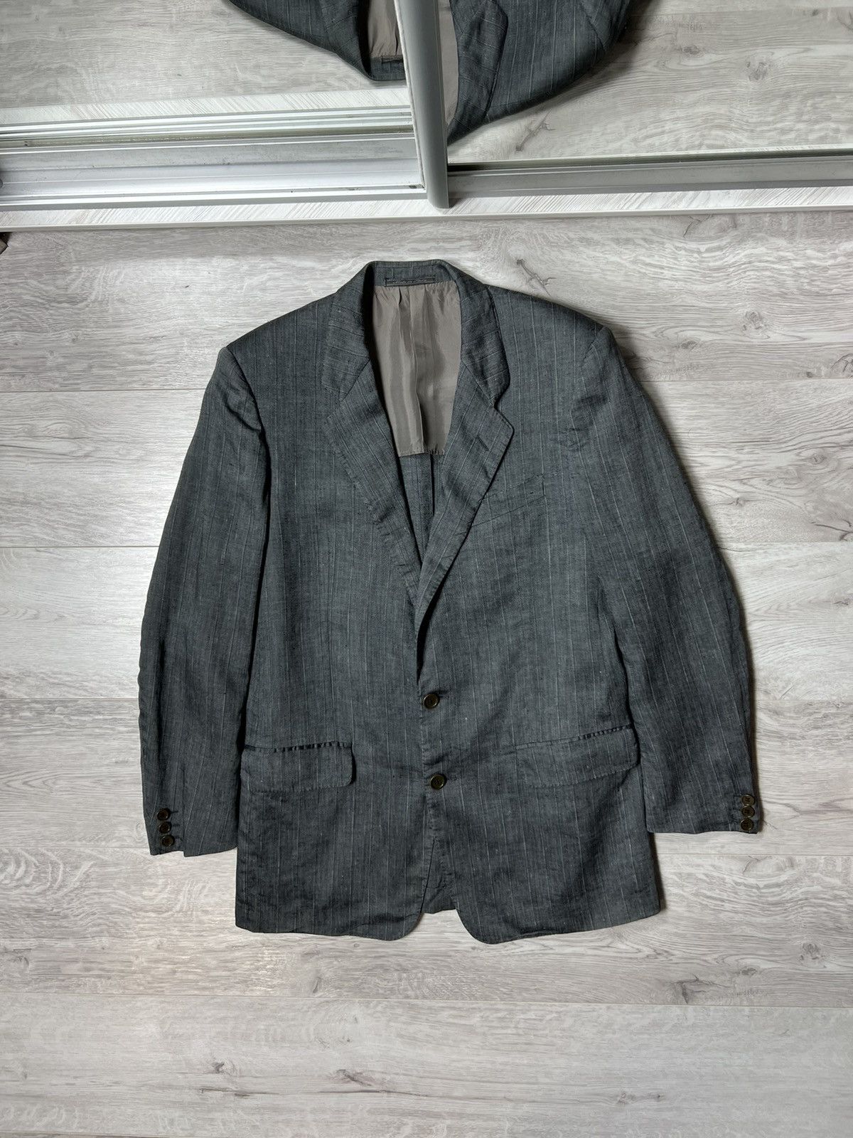 Vintage Corneliani Linen Striped Blazer Jacket 2 Button Sz50