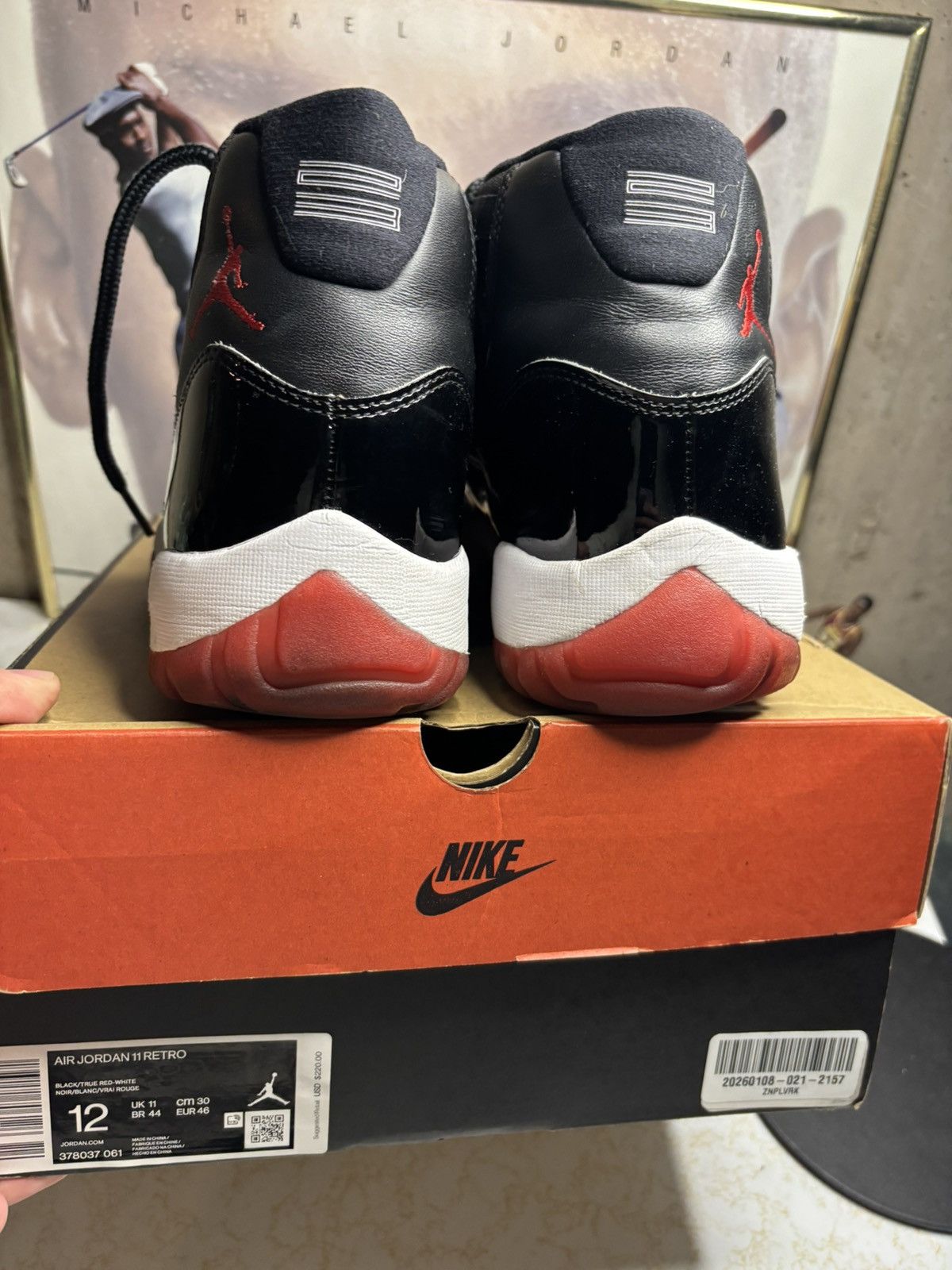 Jordan Brand Air Jordan 11 Retro Bred Size US 12 / EU 45 - 7 Thumbnail