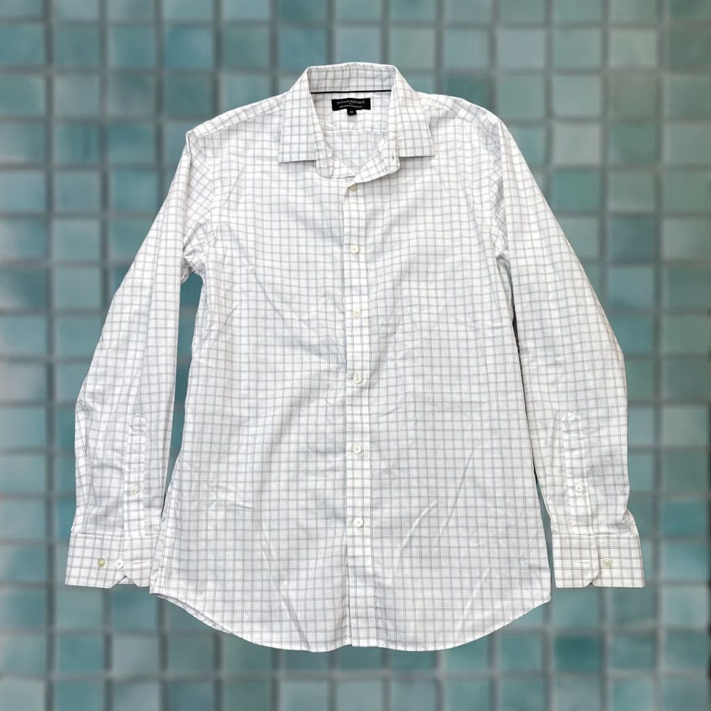 Banana Republic VINTAGE Banana Republic Shirt Mens Medium White Plaid Non Iron Standard Fit Button Up Size US M / EU 48-50 / 2 - 1 Thumbnail