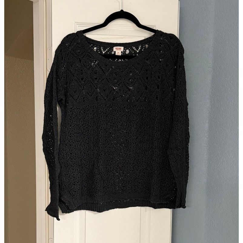 Mossimo Mossimo Charcoal Grey Open Knit Cotton Sweater - Size Large Size L / US 10 / IT 46 - 1 Thumbnail