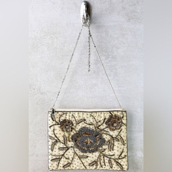 Lulus Lulu’s Floral Wonder Beige Beaded Purse Boho Size ONE SIZE - 1 Thumbnail