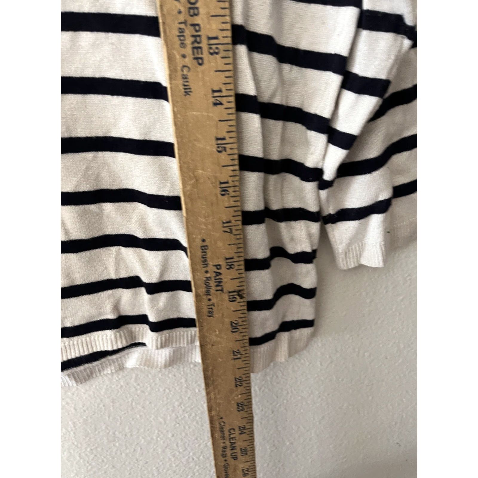 H&M H&M Womens Sweater Crew Neck Striped Lightweight Pullover Cream Black L Adult Women Size L / US 10 / IT 46 - 4 Thumbnail