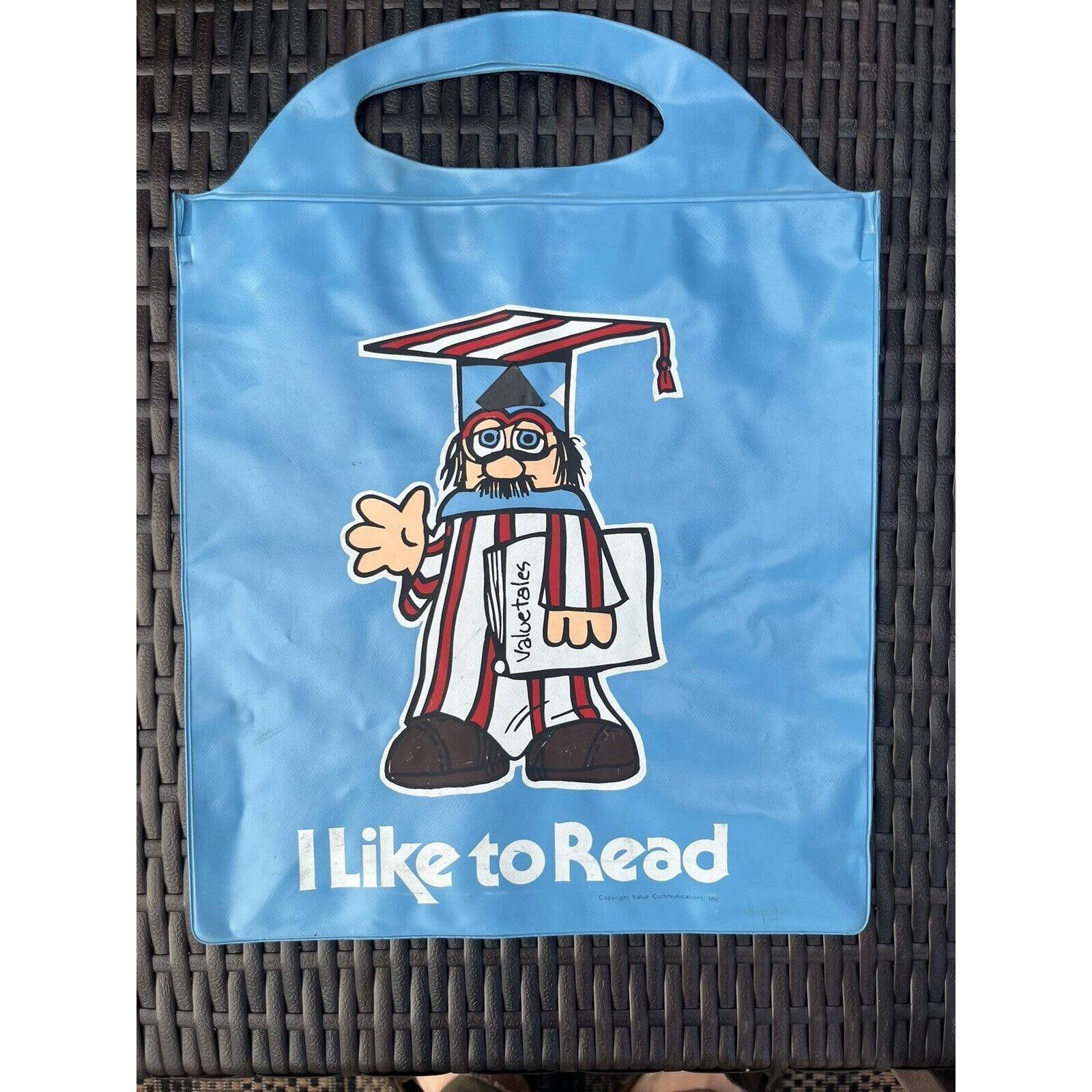 Vintage VINTAGE 1970s Valuetakes I LIKE TO READ Blue Vinyl Book Bag ...