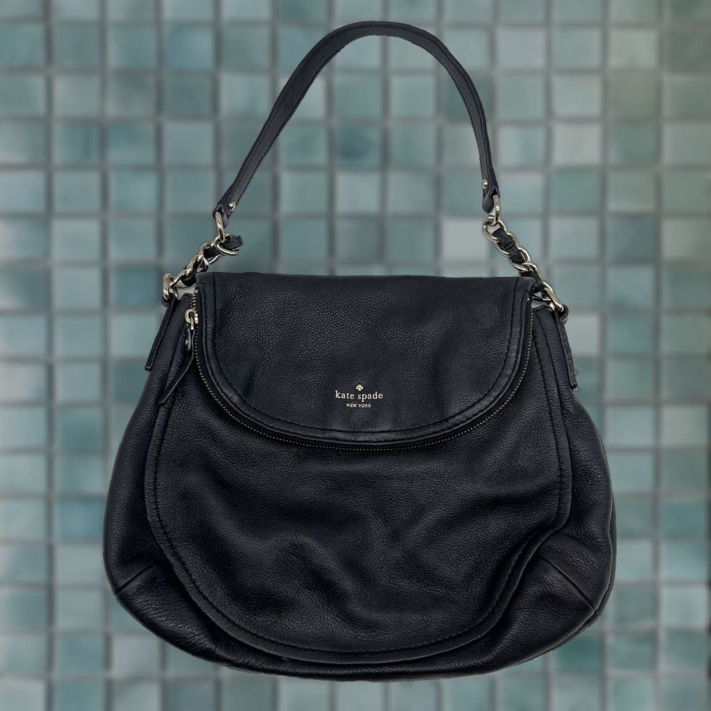 Vintage VINTAGE Kate Spade New York Medium Shoulder Bag Black Pebbled Leather Womens 12x10 Size ONE SIZE - 1 Thumbnail