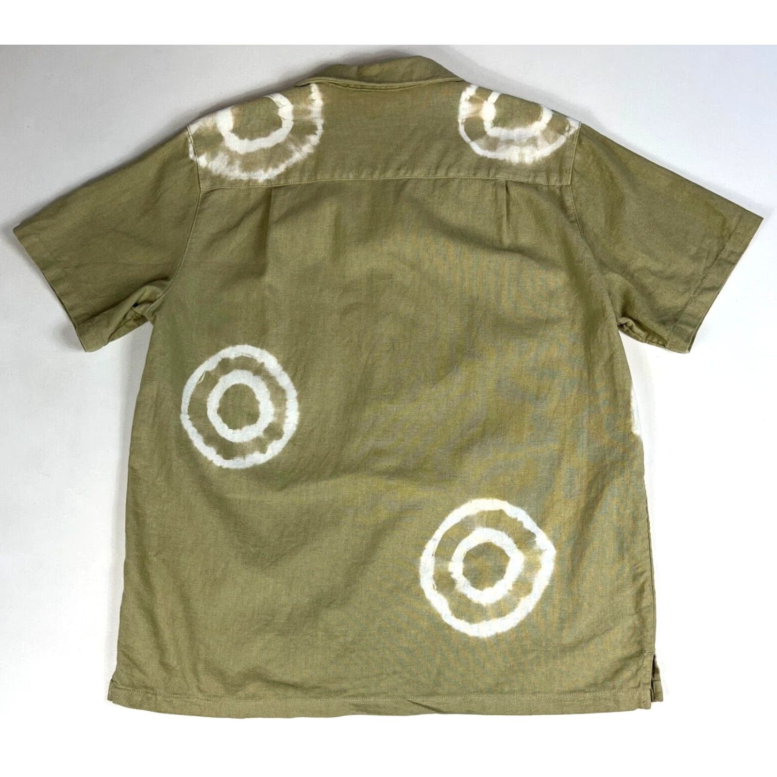 Walls Without Walls Shirt Men’s Camp Collar Shibori Dye Linen Cotton Blend Sz L Green Button-Up Short Sleeve Vintage Size US L / EU 52-54 / 3 - 5 Thumbnail