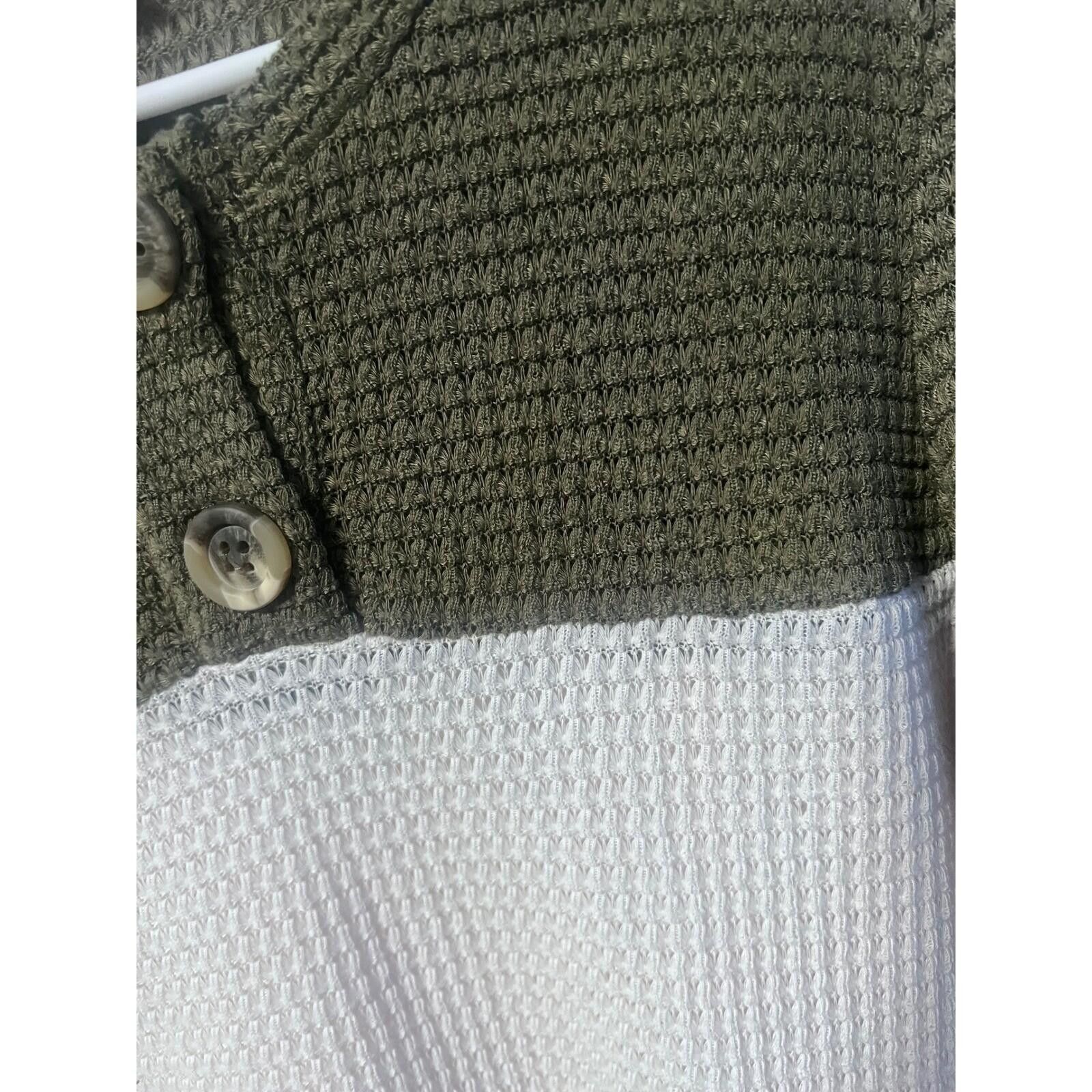 Other Daytrip Henley Top Women Small Olive Green Colorblock Waffle Size S / US 4 / IT 40 - 3 Thumbnail