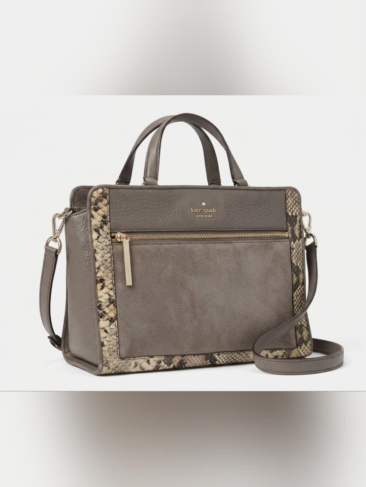 Other kate spade Taupe Leather & Snake-Print Trim Tote Size ONE SIZE - 1 Thumbnail
