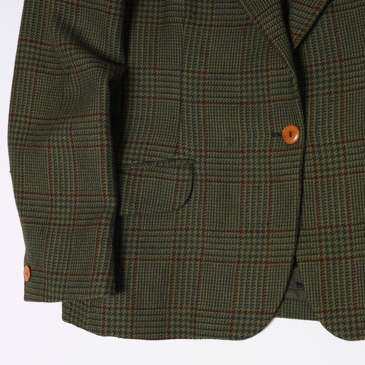Burberry Burberrys Vintage Wool Green Tweed Blazer Jacket Plaid Size M / US 6-8 / IT 42-44 - 5 Thumbnail