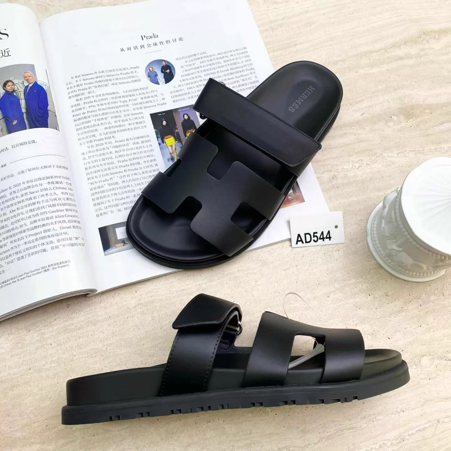 Hermes HERMES Chypre Black Sandals 37 Size US 6.5 / IT 36.5 - 2 Thumbnail