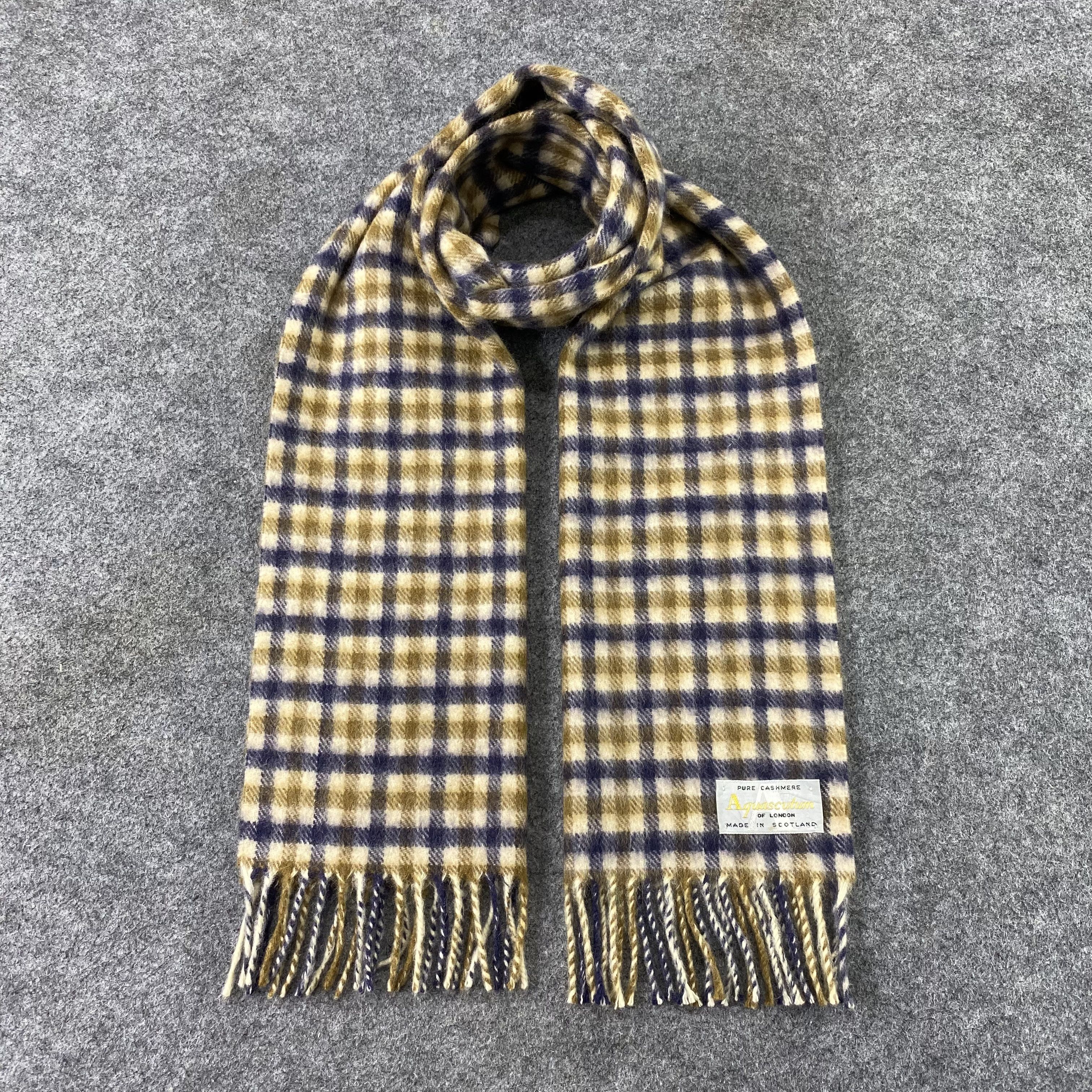 Aquascutum × Vintage Aquasqutum Cashmere Muffler / Scarf / Neckwear - T1371 Size ONE SIZE - 1 Thumbnail