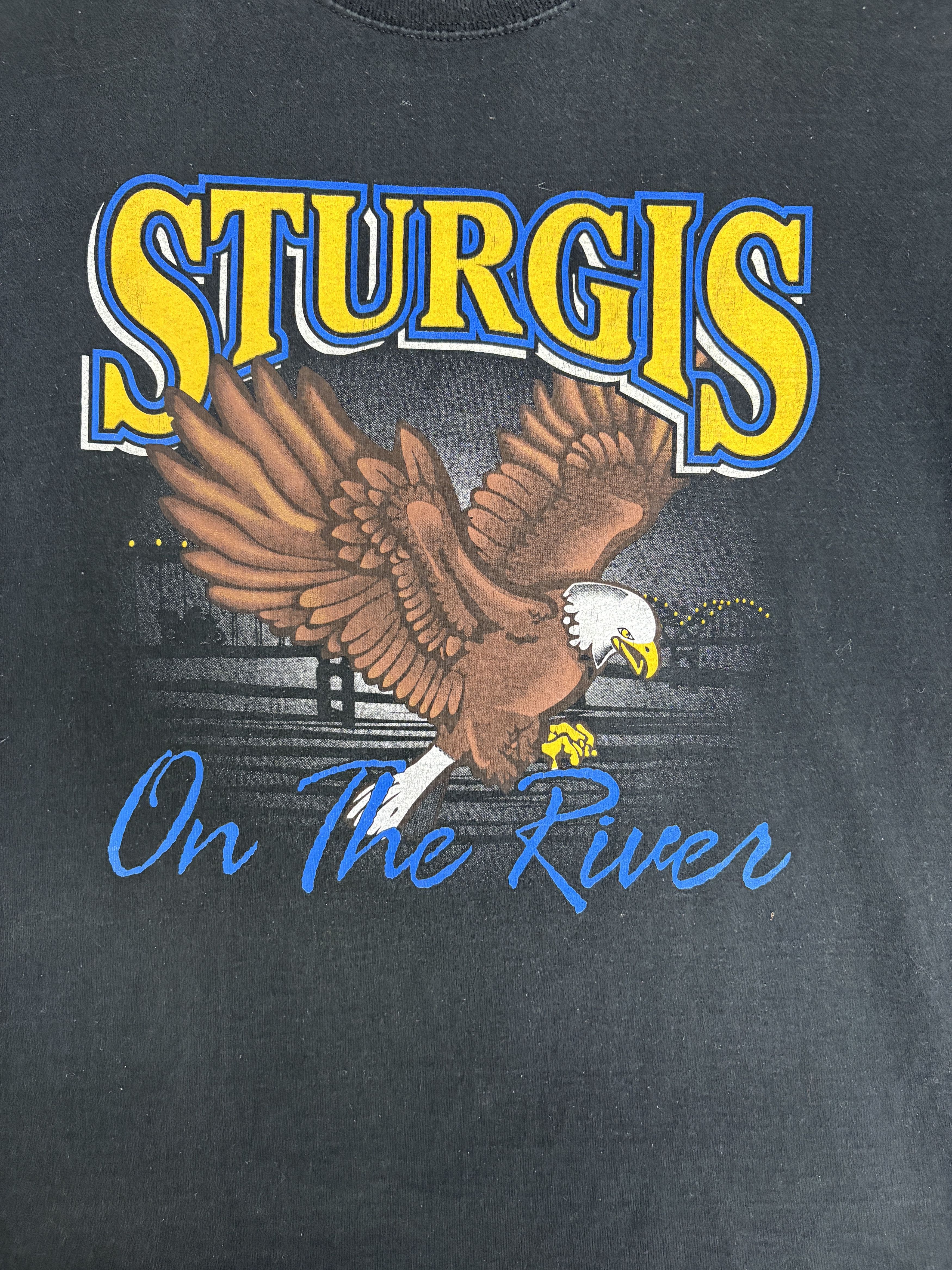Vintage Sturgis On The River 2001 Vintage Black T-Shirt Tee Size US XL / EU 56 / 4 - 2 Thumbnail