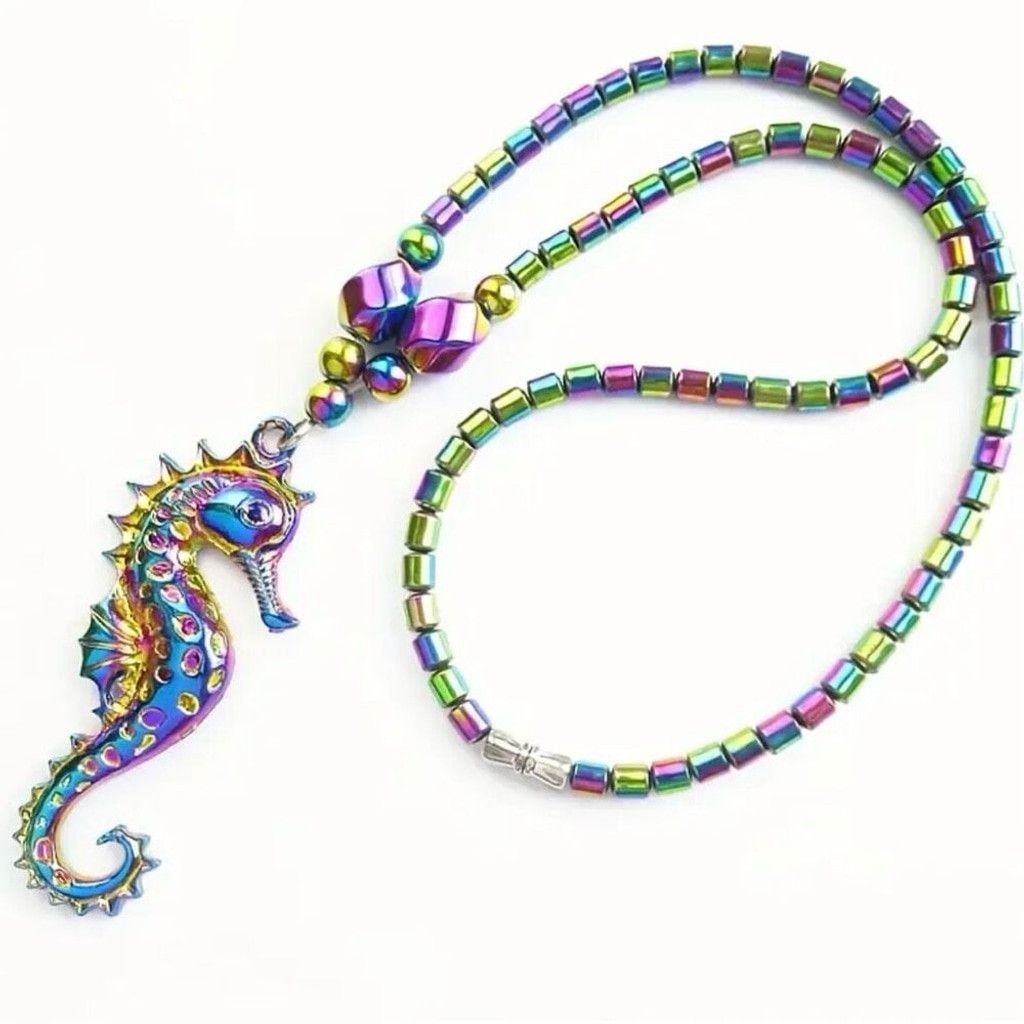 Other Vibrant Rainbow Hematite Stone Sea Horse Pendant Necklace Size ONE SIZE - 3 Thumbnail