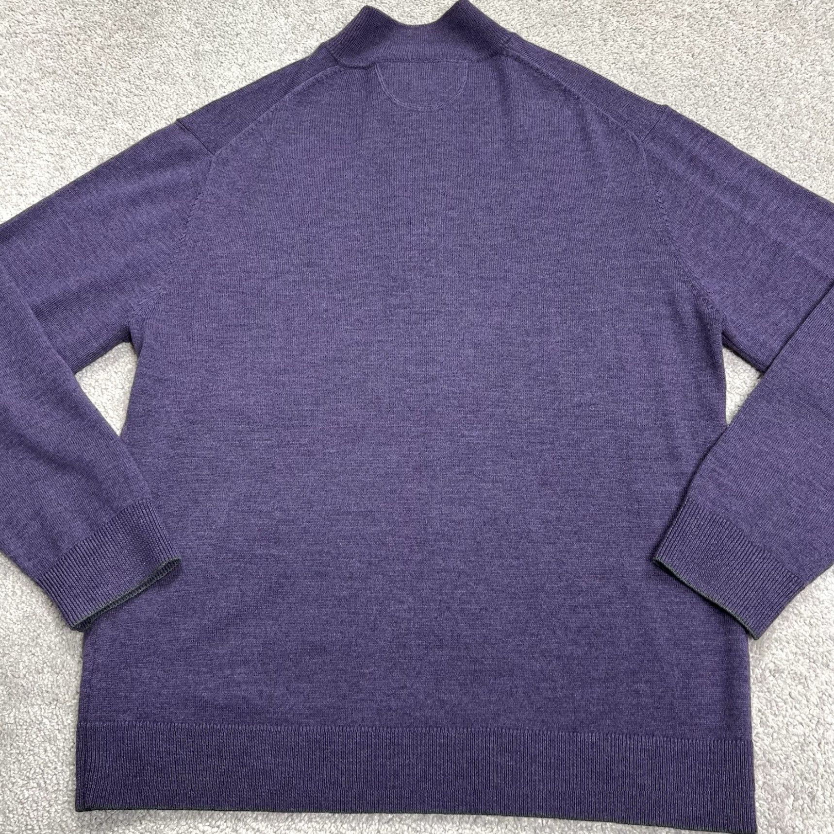 Vintage Raffi Men’s XL Merino Wool Purple 1/4 Zip Mock Neck Pullover Sweater Light Jacket Size US XL / EU 56 / 4 - 7 Thumbnail