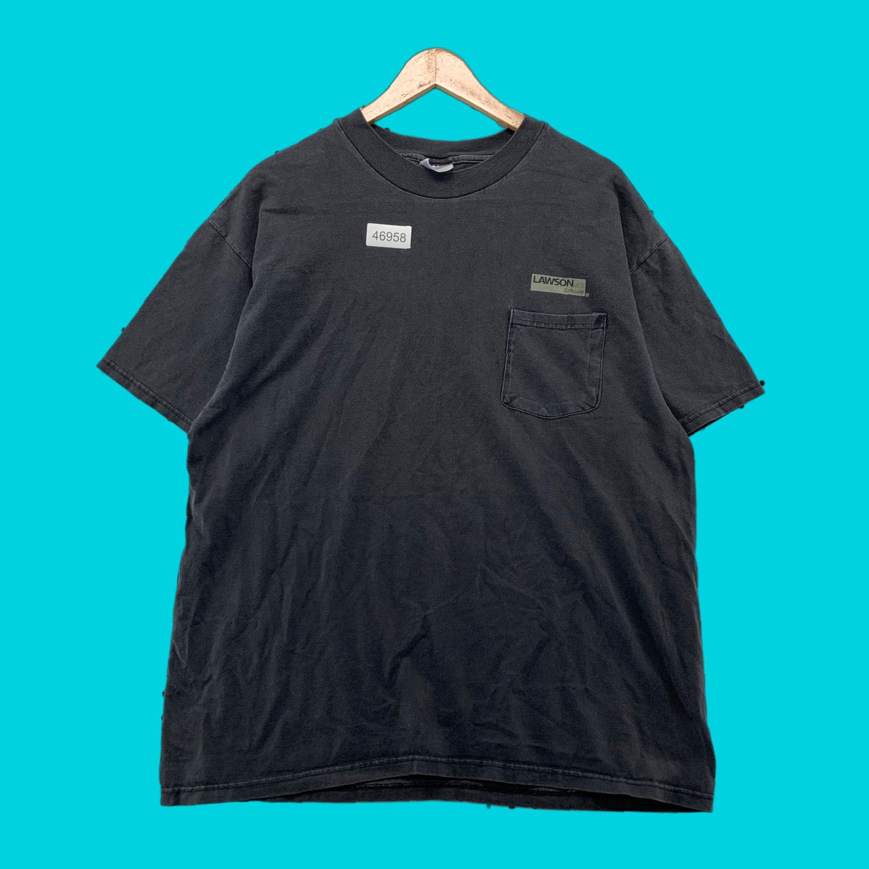 Hanes VINTAGE Lawson Software Shirt Mens XL Faded Black Hanes Cyber Punk Pocket Shirt Men XL Black 90s Punk Hanes Cotton Cotton Readable Size US XL / EU 56 / 4 - 1 Thumbnail