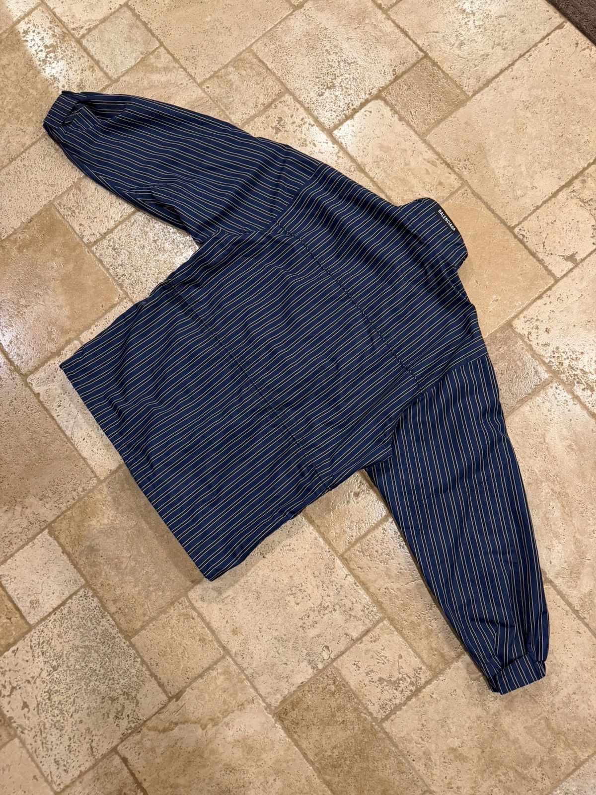 Balenciaga Balenciaga Ripstop Oversized Blue Striped 2020 Parka Jacket Size US S / EU 44-46 / 1 - 10 Thumbnail