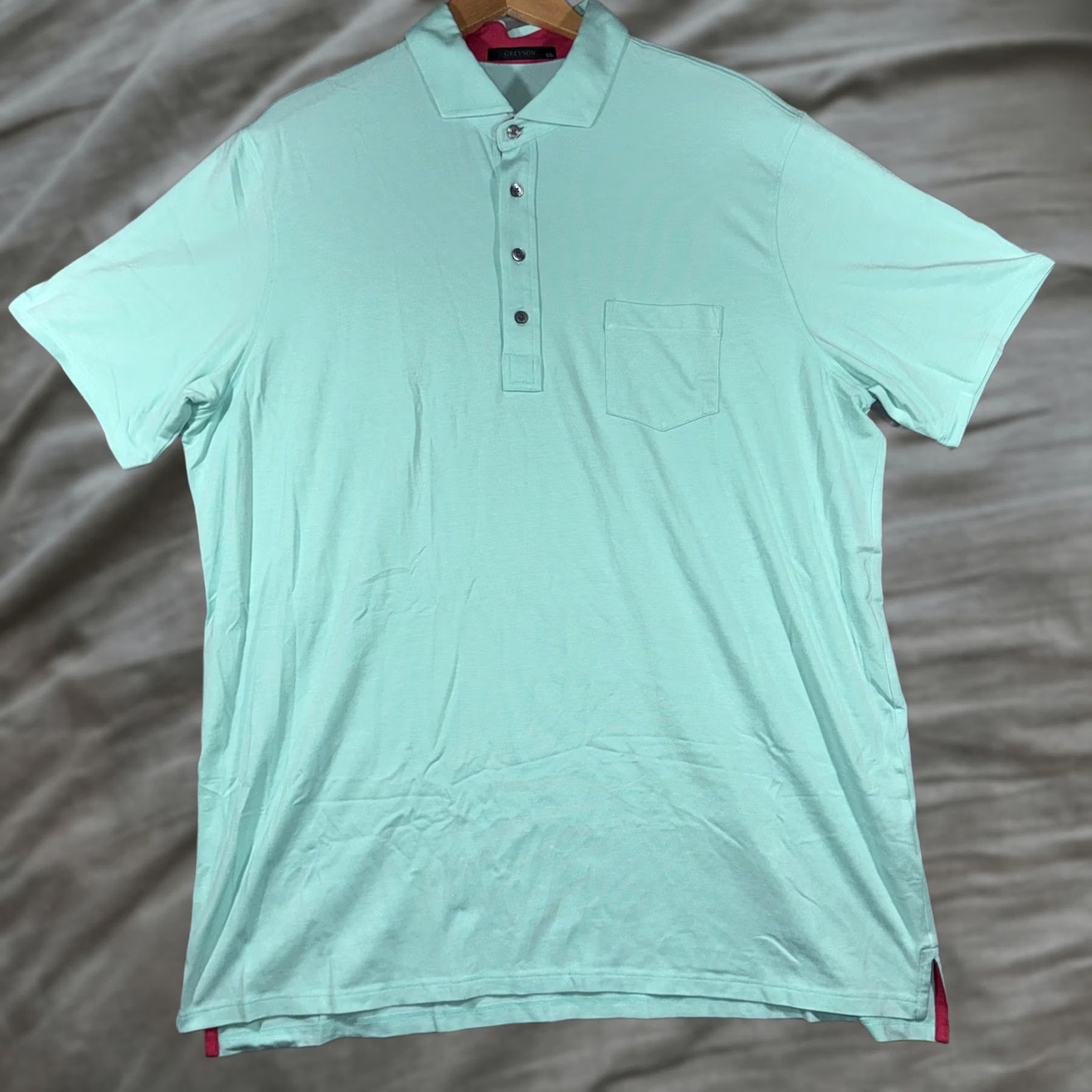 Vintage Greyson Polo Shirt Mens 2XL Green Solid Pocket Golf Performance Stretch Soft Shirt Regular Fit Moisture Wicking Jersey Short Sleeve Size US XXL / EU 58 / 5 - 1 Thumbnail