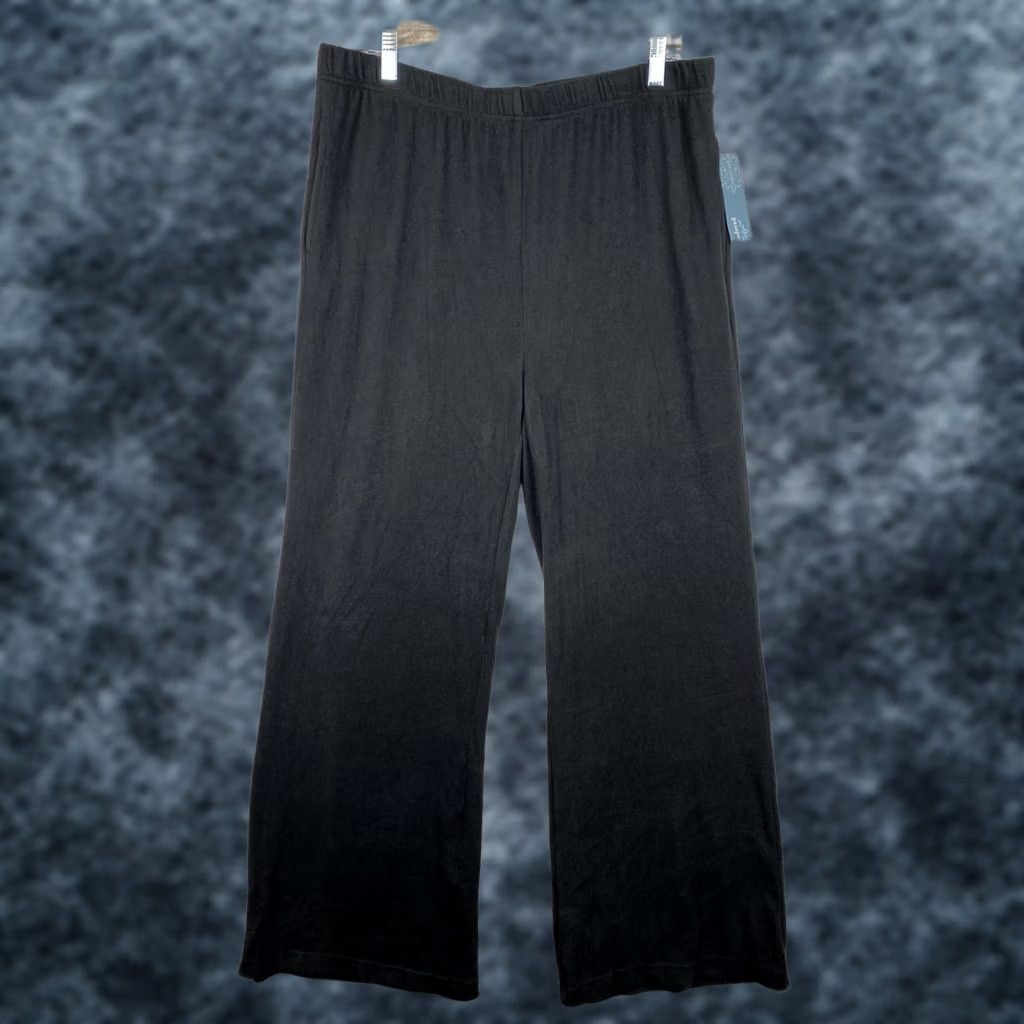 Vintage Passport Pants Womens XL 18-20 Black Soft Fleece Lightweight Stretch Pull On NWT Size 40" / US 18 - 1 Thumbnail